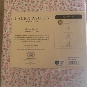 Laura Ashley Pink Floral Cotton Percale Queen Sheet Set
